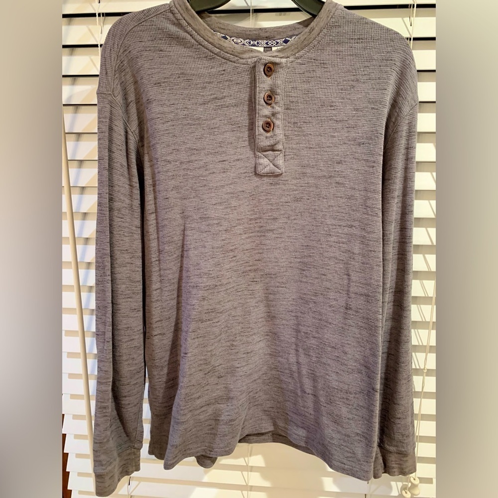Rowm Gray Waffle Knit Shirt Size Large